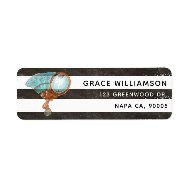 Elegant Vintage Striped Spa Address (Front)