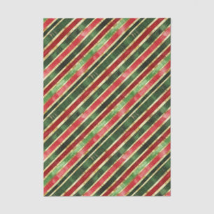 Elegant Vintage Stripes Gold Red Green Christmas Tissue Paper