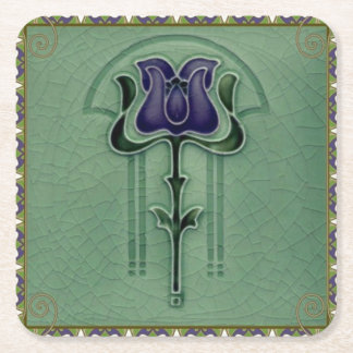 Elegant Vintage Stylish Modern Nouveau Art Square Paper Coaster