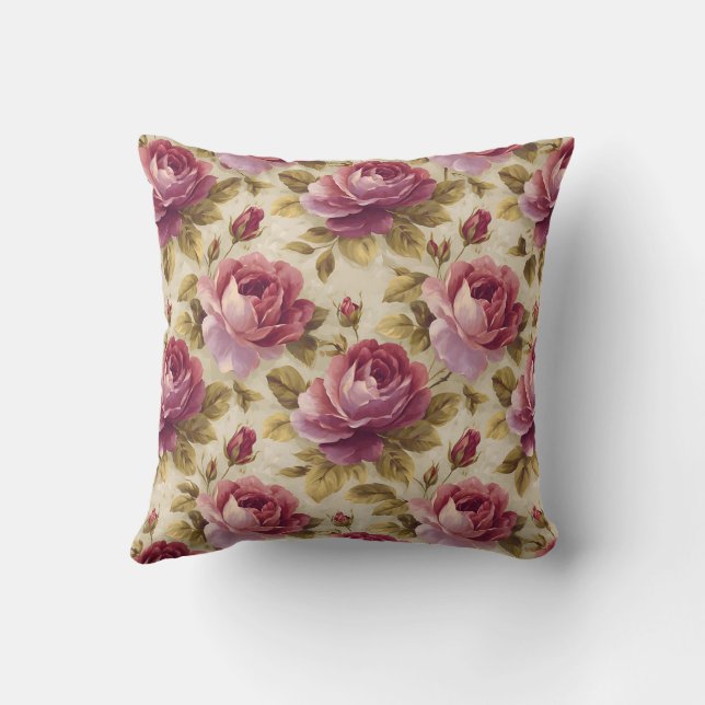 Elegant Vintage Stylish Romantic Floral Chic Cushion (Back)