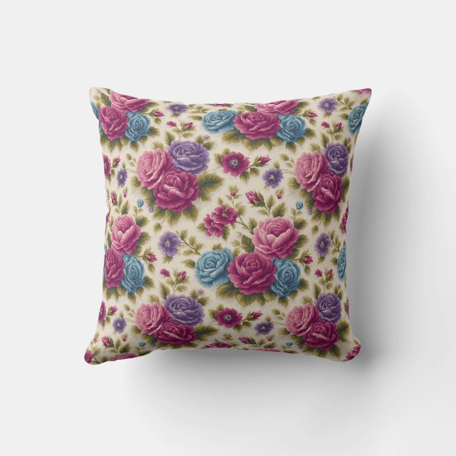 Elegant Vintage Stylish Romantic Floral Chic Cushion (Back)