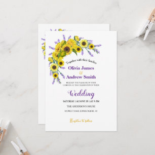 Elegant Vintage Sunflower & Lavander Wedding Party Invitation