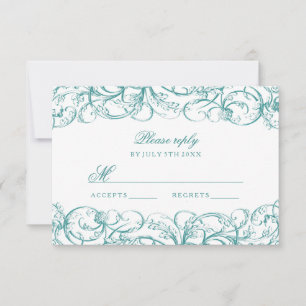 Elegant vintage swirls wedding rsvp cards