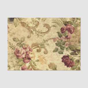 Elegant Vintage Tapestry Roses in Gold Urn Tissue Paper