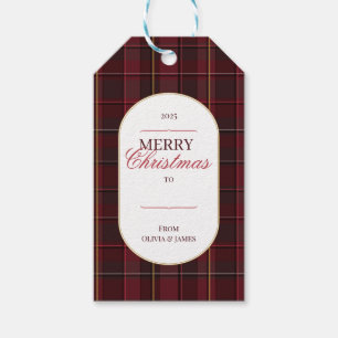 Elegant vintage Tartan Plaid Christmas gift tag