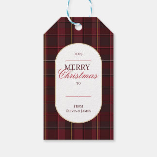 Elegant vintage Tartan Plaid Christmas gift tag