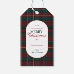 Elegant vintage Tartan Plaid Christmas gift tag