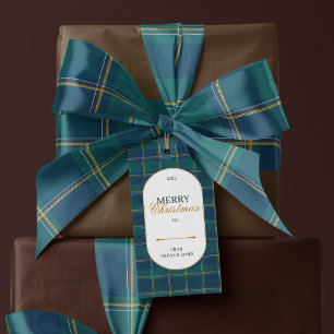 Elegant vintage Tartan Plaid Christmas gift tag