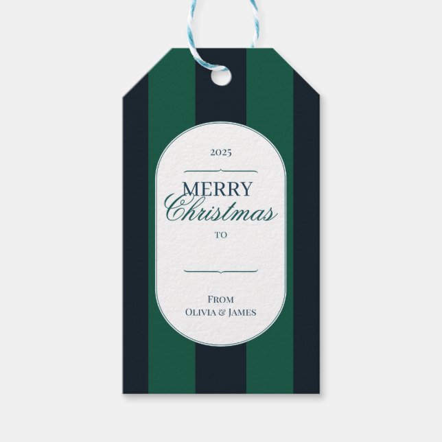 Elegant vintage Tartan Plaid Christmas gift tag (Front)