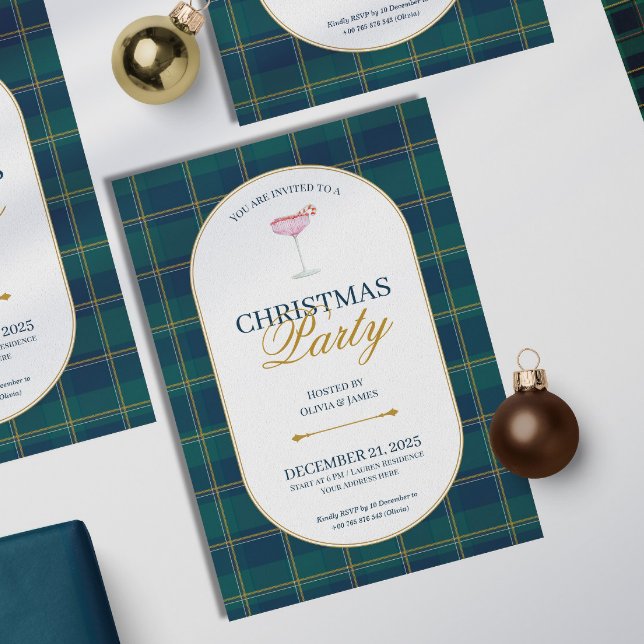Elegant vintage Tartan Plaid Christmas Invitation (Creator Uploaded)