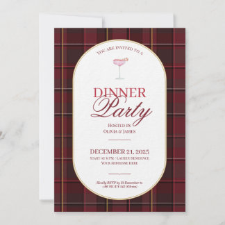 Elegant vintage Tartan Plaid Christmas Invitation