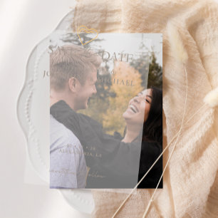 Elegant Vintage Taupe Sepia Rose Save the Date Vellum Invitations