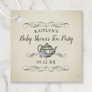 Elegant Vintage Tea Party Baby Shower Favour Tags