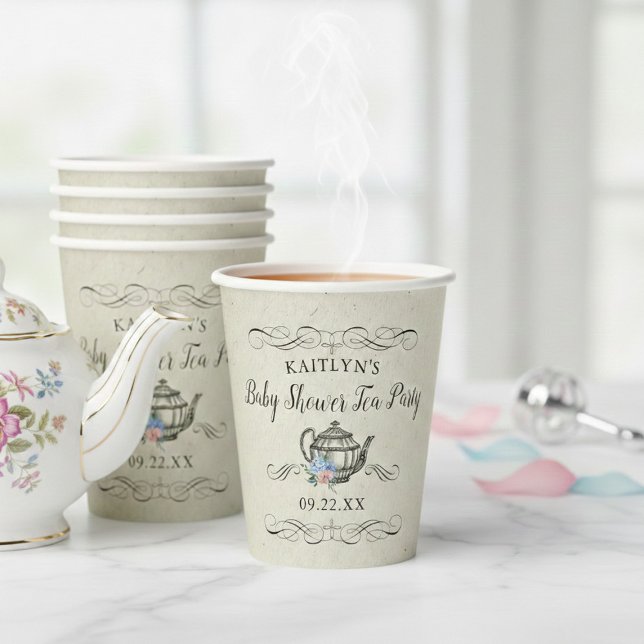 Elegant Vintage Tea Party | Baby Shower Paper Cups (Creator Uploaded)