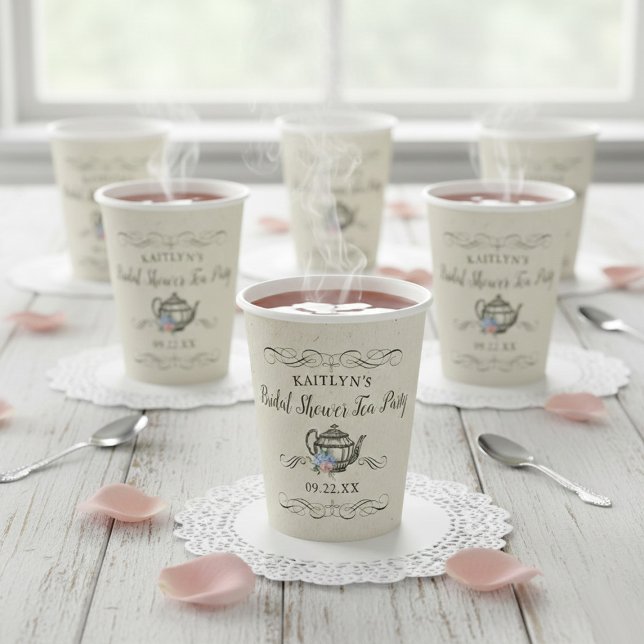 Elegant Vintage Tea Party | Bridal Shower Paper Cups (Creator Uploaded)