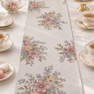 Elegant Vintage Tea Party Bridal Shower Short Table Runner