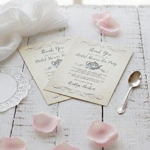 Elegant Vintage Tea Party Bridal Shower Thank You Card