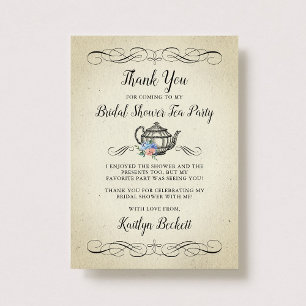 Elegant Vintage Tea Party   Bridal Shower Thank You Card