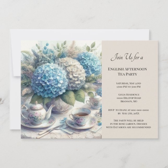 Elegant Vintage Tea Party  Invitation (Front)