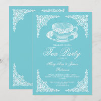 Elegant Vintage Tea Party Robin Egg Blue