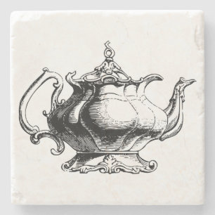 Elegant Vintage Teapot Stone Coaster