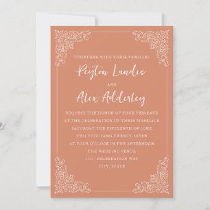 Elegant Vintage Terracotta Cream Wedding Invitation