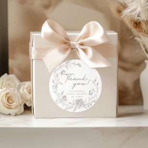 Elegant Vintage Thank You Wedding Favour Sticker
