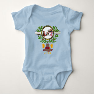 elegant vintage thanksgiving personalised name baby bodysuit