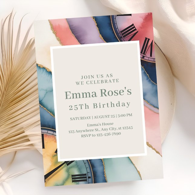 Elegant Vintage Timepiece Birthday Invitation (Creator Uploaded)