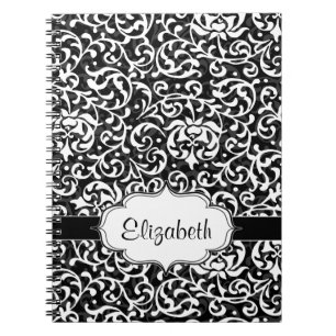 Elegant Vintage Tudor Garden Damask Pattern Spiral Notebook