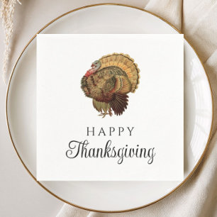 Elegant Vintage Turkey Happy Thanksgiving Napkin