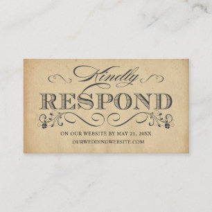 Elegant Vintage Typography Online RSVP Reply Cards