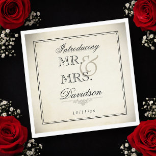 Elegant Vintage Typography Paper Wedding Napkin