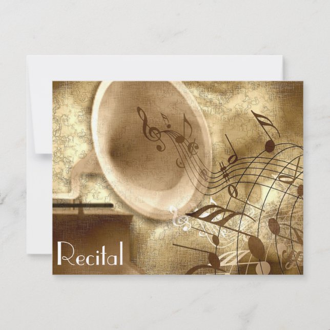 Elegant Vintage Unisex Music Recital Invitations (Front)