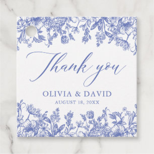 Elegant Vintage Victorian Blue Floral Wedding Favour Tags