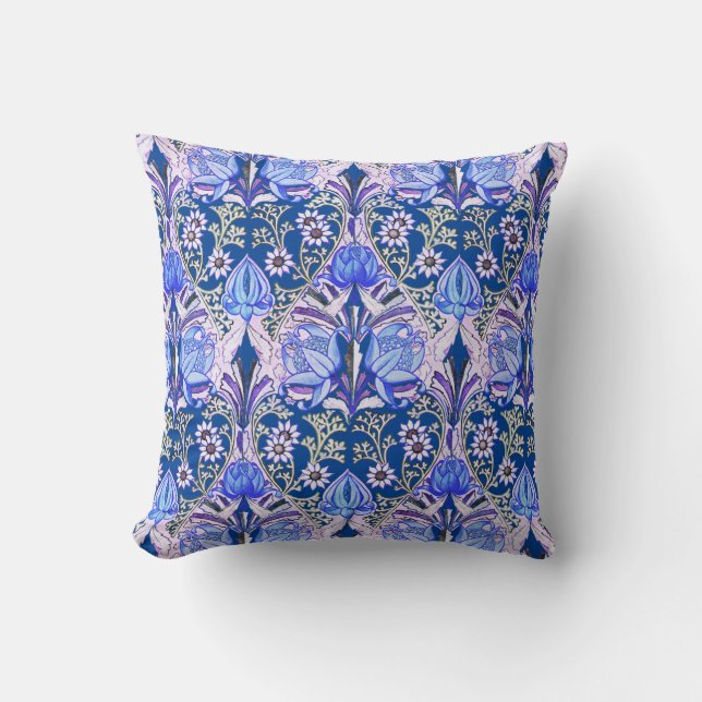Elegant Vintage Victorian Blue Flowers Pattern Cushion (Front)