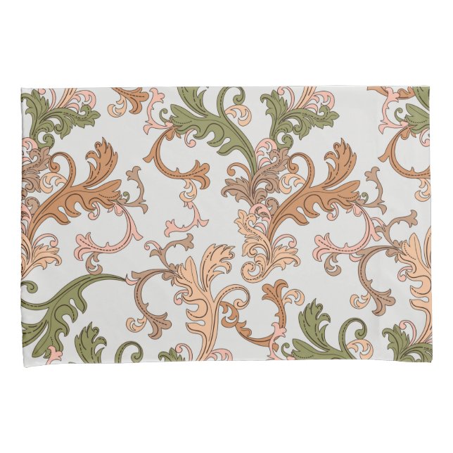 Elegant Vintage Victorian Boho Leaves Background | Pillowcase (Front-Right)