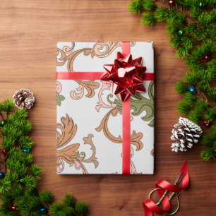Elegant Vintage Victorian Boho Leaves Background   Wrapping Paper
