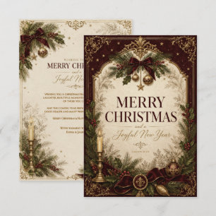 Elegant Vintage Victorian Christmas Greeting Thank You Card
