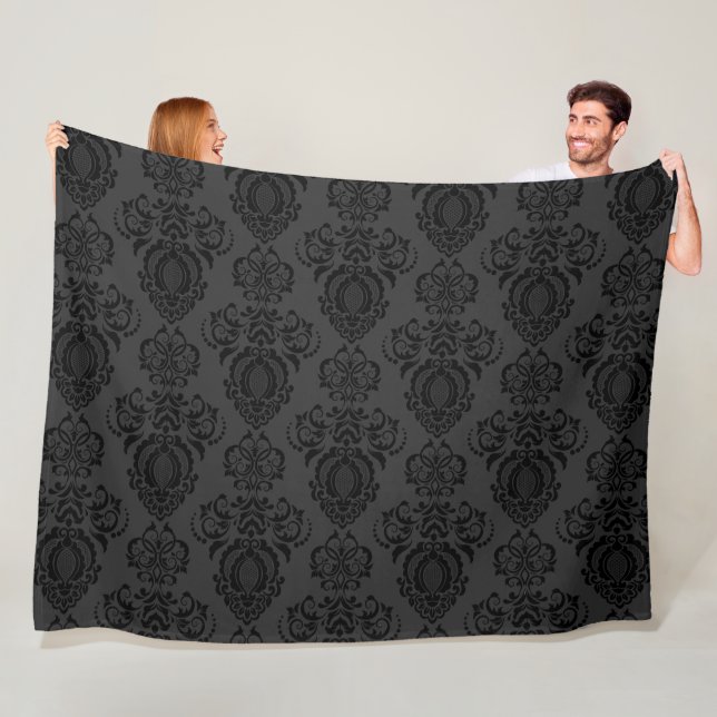 Elegant, Vintage, Victorian Damask Fleece Blanket (In Situ)