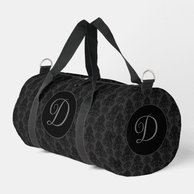Elegant, Vintage, Victorian Damask Personalised Duffle Bag (Left Corner)