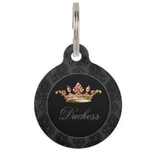 Elegant, Vintage, Victorian Damask Personalised Pet Tag