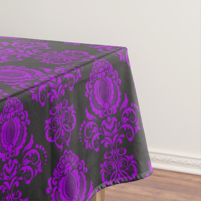Elegant, Vintage, Victorian Damask Purple Tablecloth (In Situ)
