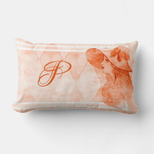 Elegant Vintage Victorian Lady Monogram Lumbar Cushion