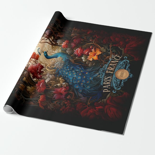 Elegant Vintage Victorian Peacock Romantic Wrapping Paper (Unrolled)