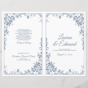 Elegant Vintage Vines Wedding Programs Dusty Blue