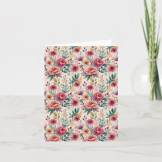 Elegant Vintage Watercolor Botanical Floral Blank Card