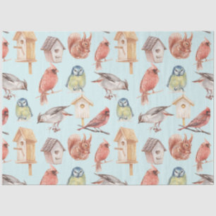 Elegant Vintage Watercolor Cardinal Bird House Tissue Paper