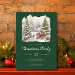 Elegant Vintage Watercolor Christmas Party Invitation<br><div class="desc">Vintage watercolor Christmas party invitation which can be personalised underneath the main design. The invitation is in a luxurious dark green.</div>