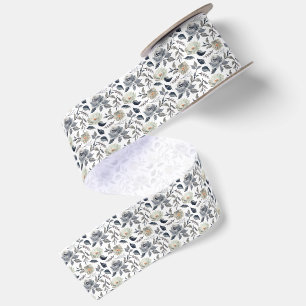 Elegant Vintage Watercolor Floral Botanical Satin Ribbon